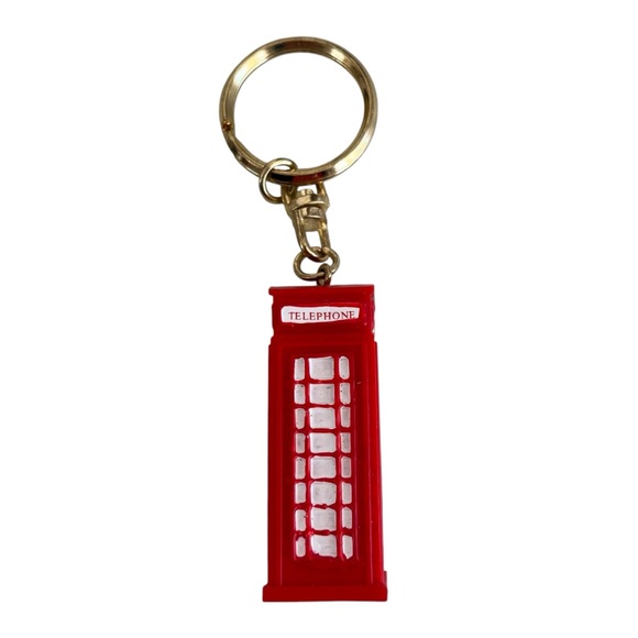 Vintage Red Telephone Box Keychain Souvenir Travel London England - Picture 1 of 6